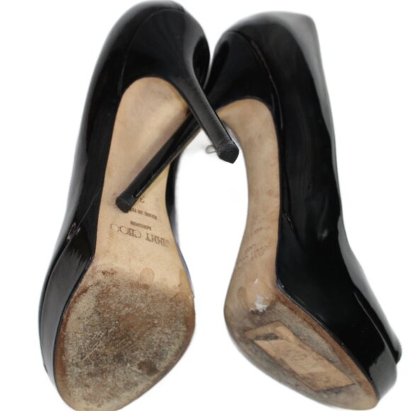 Jimmy Choo Luna Black Patent Leather Peep Toe Platform Stiletto. Heel, Size 36 - Picture 12 of 13